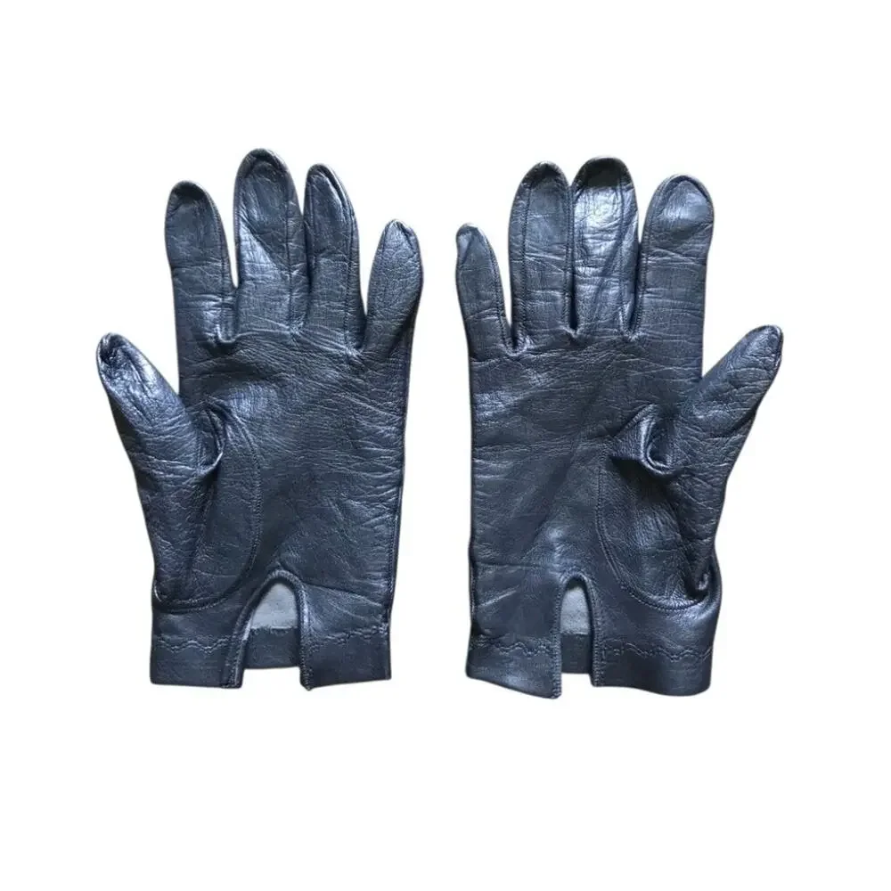 El Corte Inglés VTG Black Leather Gloves Made in Spain Womens Minimalist Classic